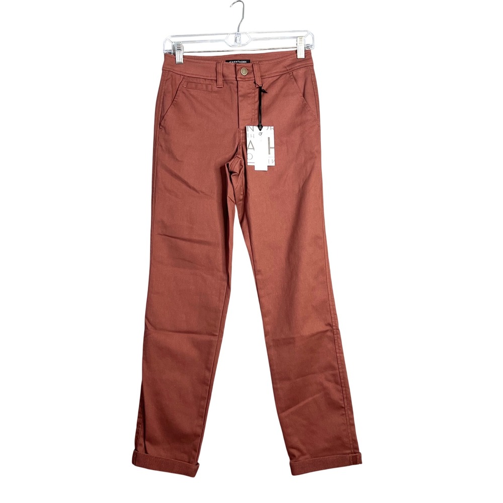 41‎ Hawthorn Pants Womens Size 0 Dark Mauve Chino Straight Leg Cuffed NWT
